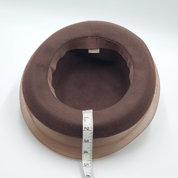 Chocolate Brown Wool Hat with Tulle Trim main image 9